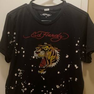 Rare Ed Hardy Tiger Head Bleached Graphic Tee NWT